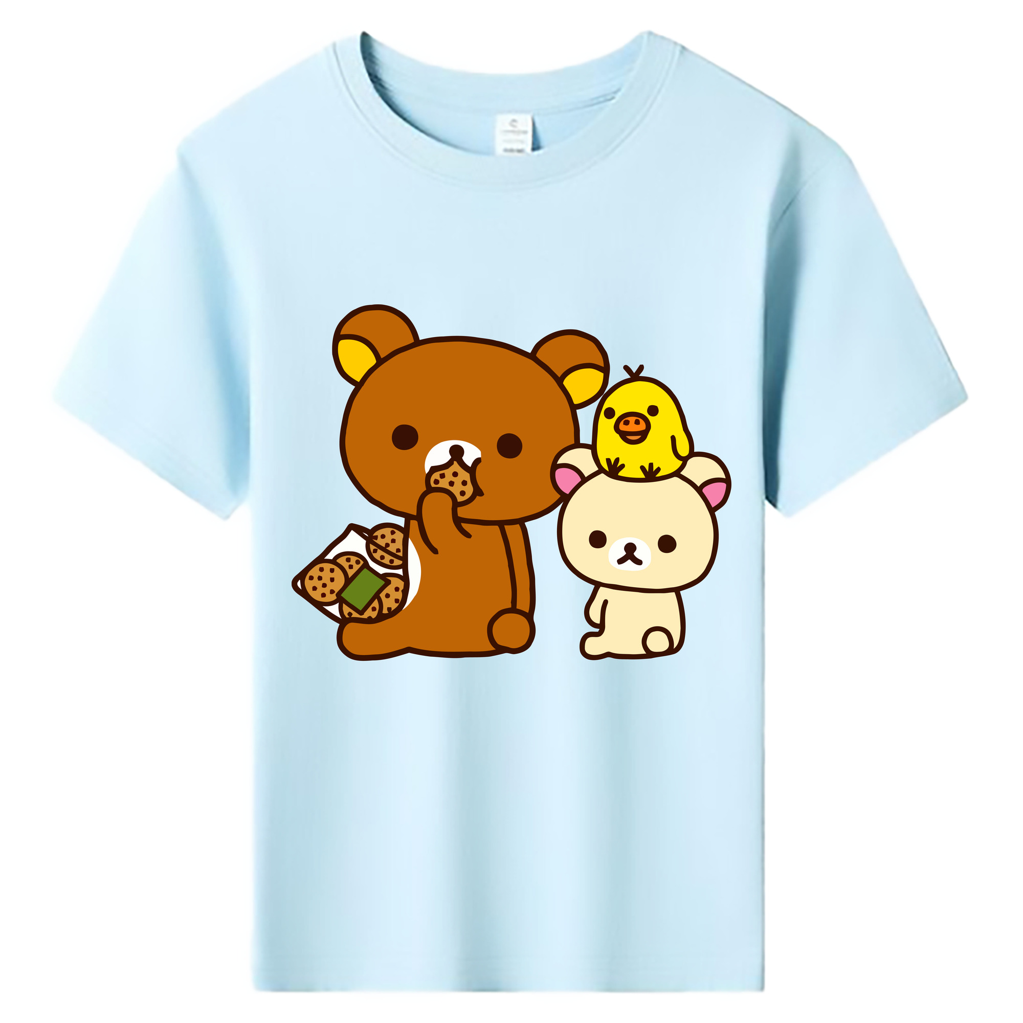 （画像用） リラックマ リラックマ キイロイトリ Rilakkuma Korilakkuma Kiiroitori 綿100％キッズTシャツ（フロントプリント）
